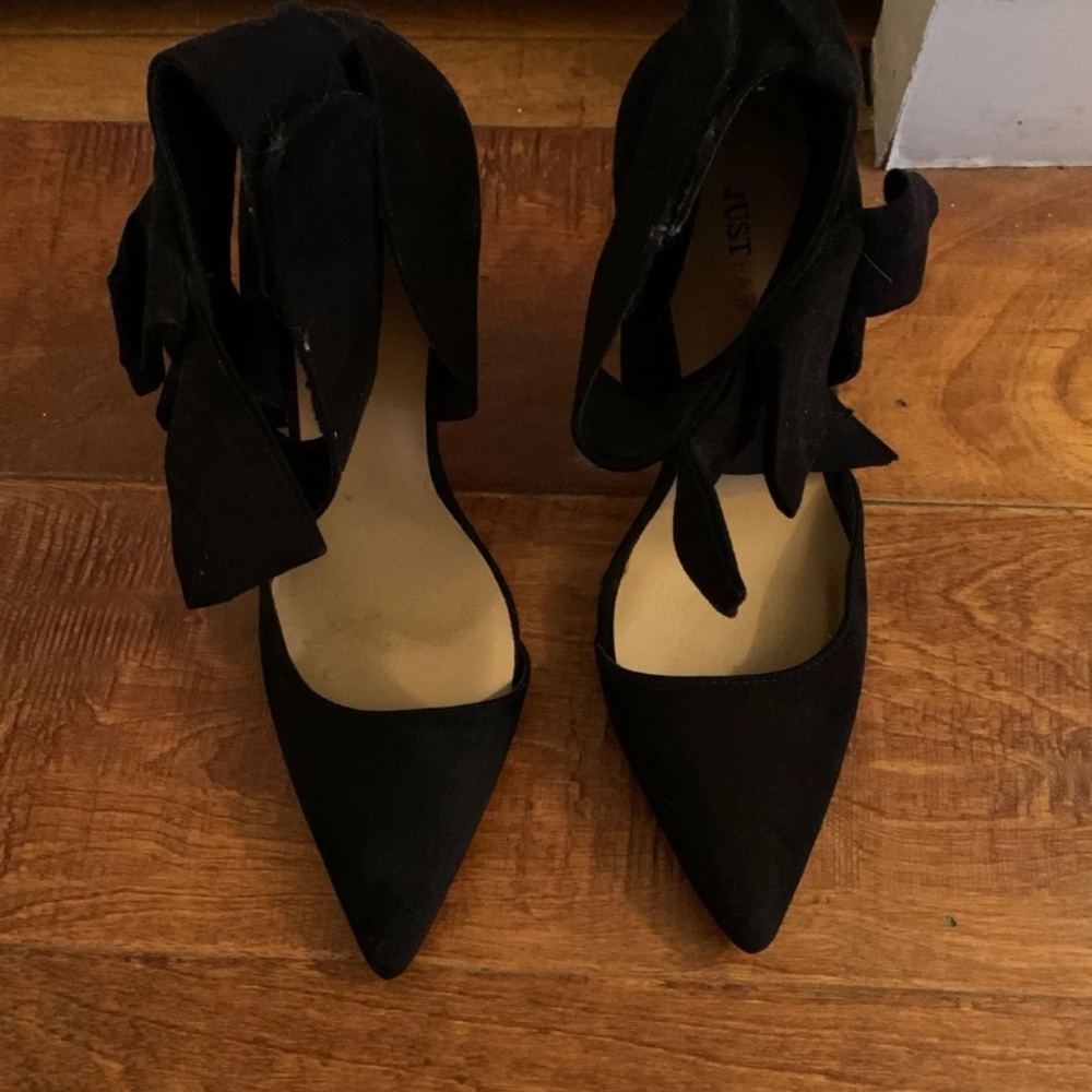 Bow Pointed Toe Black Heels